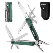 WORKPRO 18-in-1 Stainless Steel Multi Tool Plier EDC Multitool 2 Safety Lock NEW