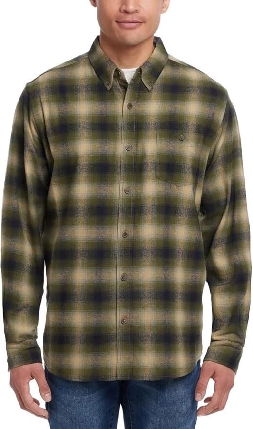 Weatherproof Vintage Mens Casual Soft Brushed Plaid Button-Down Flannel, XXL*