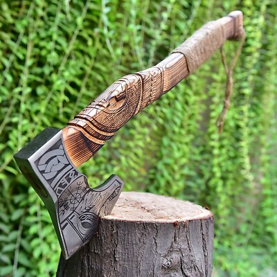 Custom Handmade Forged Carbon Steel Tomahawk Hatchet Camping  Viking Axe 466