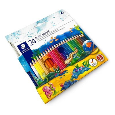 Staedtler Noris Aquarell Bleistifte Und Pinsel Kasten Mit 24 144 10NC24
