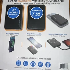 myCharge Magnetic Wireless USB-C Powerbank 5000 mAh, 2 Pack