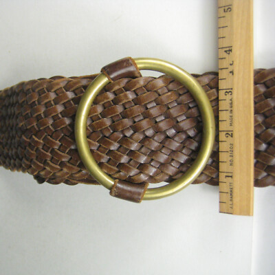J M Davidson Belt Women Size S 32 In Brown Leather Wide Buckle