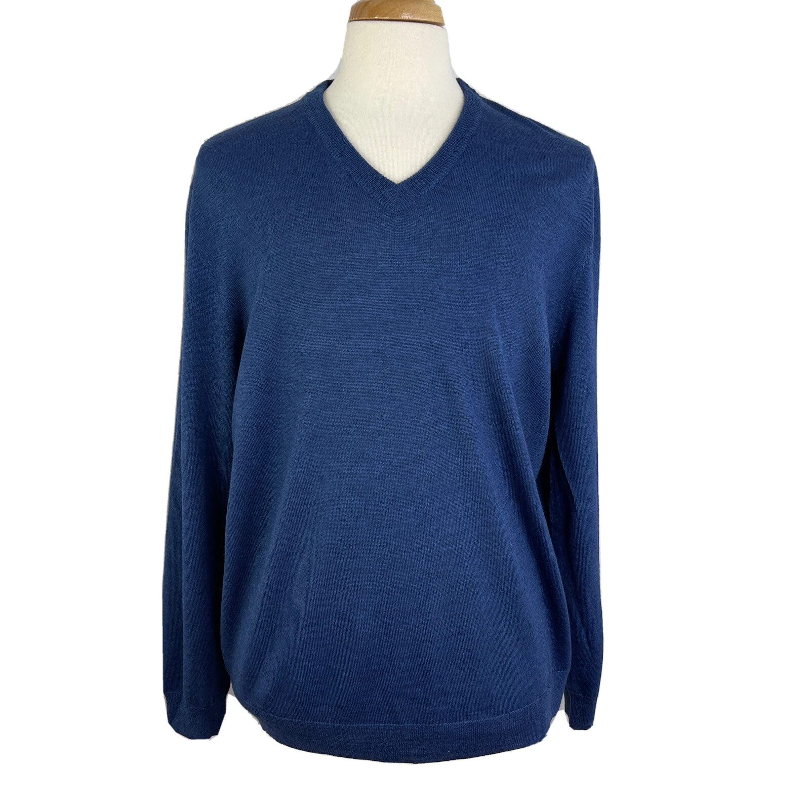 Club Room Mens Blue Wool Blend V Neck Sweater Size XL