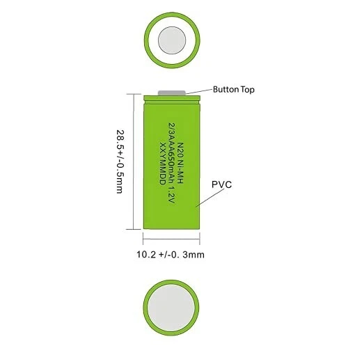 Solar 2/3 AA Rechargeable Batteries for Solar Lights - 300mAh 1.2V 2/3aa - Image 4 of 4