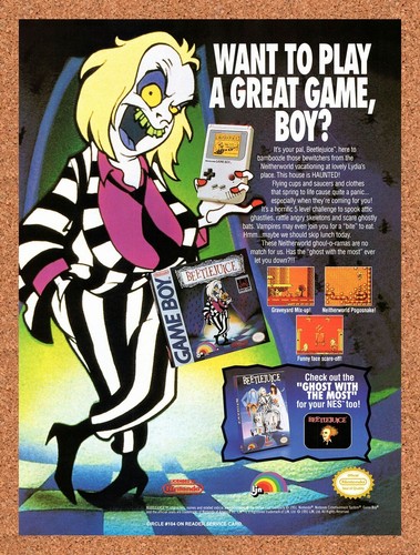 1990 Beetlejuice Game Boy Original Advertisement / Retro Wall Art v1