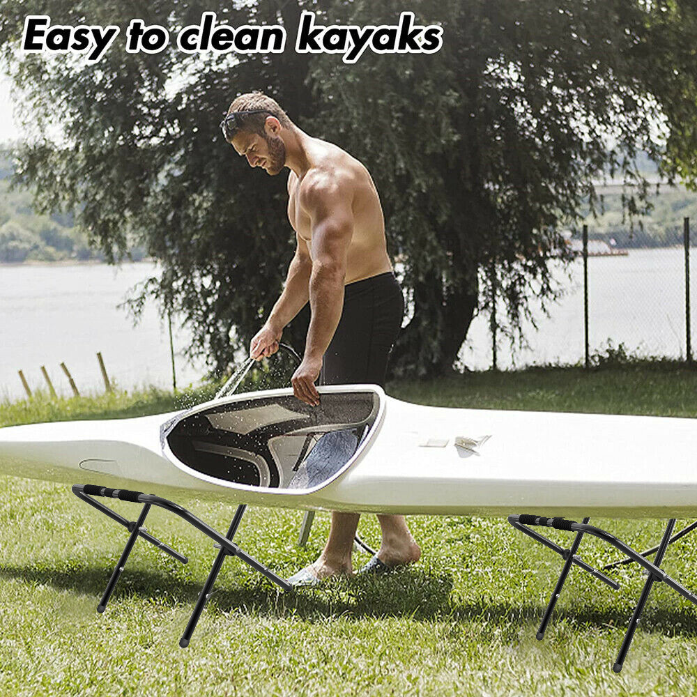 2PCS 180Lbs Folding Freestanding Kayak Canoe Boat Storage Rack Stands w/ Padding