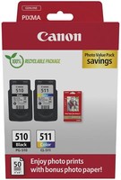 2 Canon Druckerpatronen Tinte PG-510 Bk / CL-511 Tri-Color Photo Value Pack