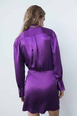 Zara Satin Effect Wrap Dress Purple 2143/042 | eBay