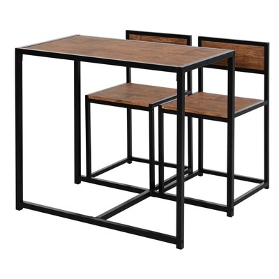 3-teiliges kleines Wohnzimmer Industrie Tischhocker Set mit Stahlrahmen Bar Möbel