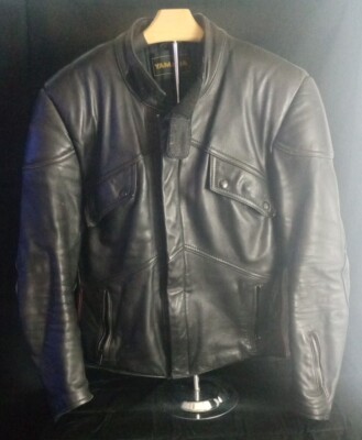 Vtg Men's Yamaha Cafe Racer Leather Motorcycle Riding Jacket
