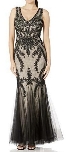 Cachet Embroidered Tulle Gown Illusion 