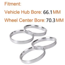 4pcs Aluminium Wheel Hubrings 66.1 to 70.3 Hub Centric Rings OD 70.3 / ID 66.1mm