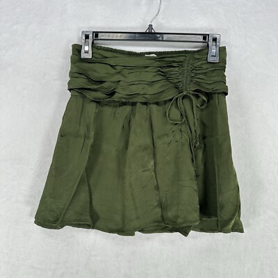 【PORTERNA】Ari Short Skirt Aerie Skirt Womens Medium Forest Green Mini Uptown Ruched