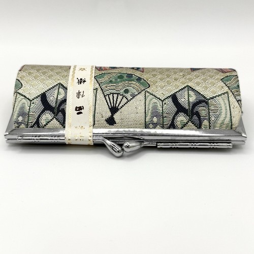 Portafoglio originale Giappone Tokyo Kyoto Kiss Lock portamonete NISHIJIN KIMONO verde - Foto 4 di 11