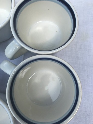 Set (6) Pfaltzgraff Sky Light Dark Blue Bands Coffee Cups/Mugs Marked 001 EUC - Picture 5 of 12