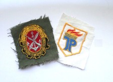 DDR Stoffstück 1x mit Junge PIONIERE JP - Aufnäher und 1x mit GST - Aufnäher