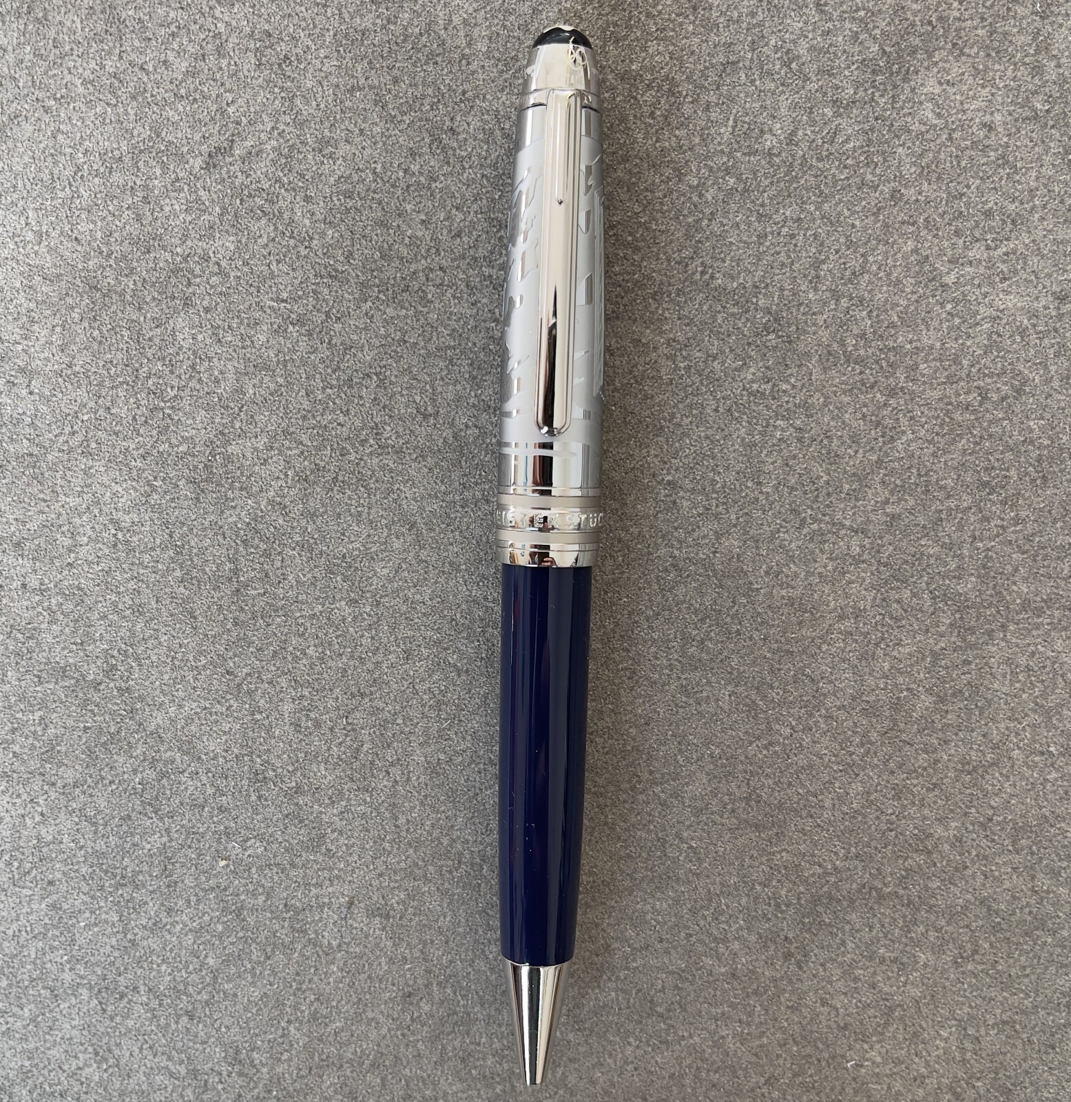 Deluxe Olympic Chamonix Deep Blue Silver 0.7mm Ballpoint Pen No Box