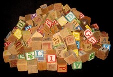 250 Classic Wooden Alphabet ABC Blocks USED