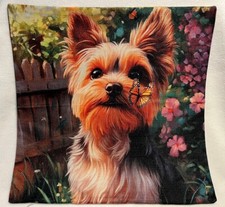 Yorkie Dog Butterfly Floral Double Sided Throw Pillow Cover Holiday Home Decor