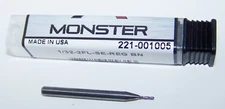 1/32" (.0312") CARBIDE END MILL, 2 FLUTE BALL END, MONSTER TOOL 221-001005