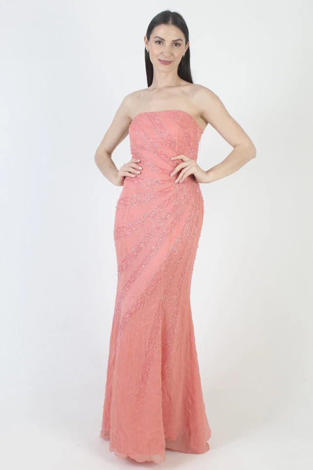 Sexy Vestido Alyce Designs Baile de graduación Rosa Con Cuentas Y2K Sin Tirantes Halter Espalda Abierta 8 Foto 2 de 4