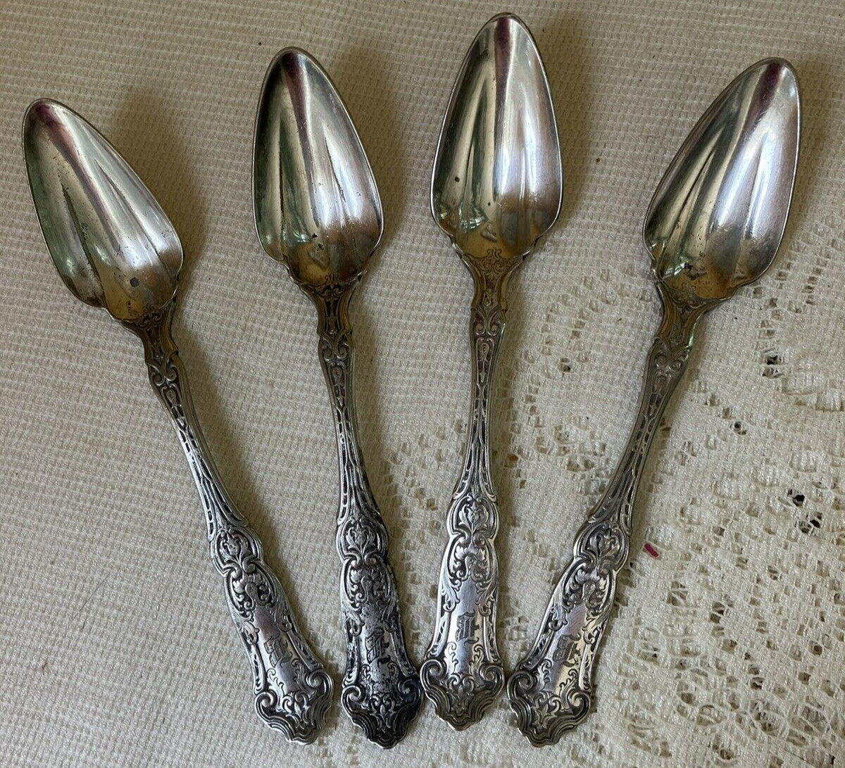 Antique Silver Plate Spoons 1835 R. Wallace Fruit Spoons 6
