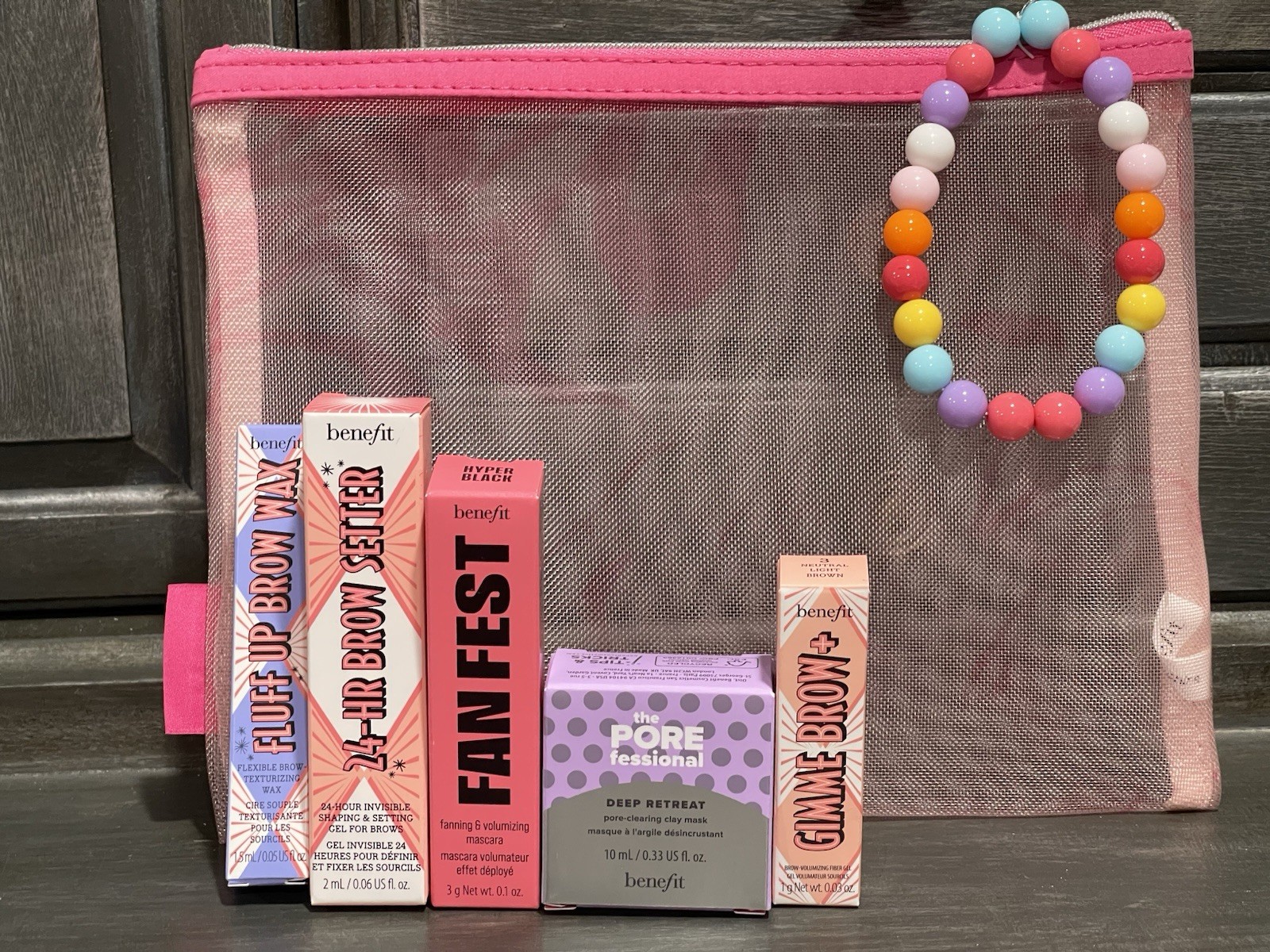 Benefit Cosmetics Beauty 6-Pieces Set W/Bag Brow Products Mascara Mask NEW