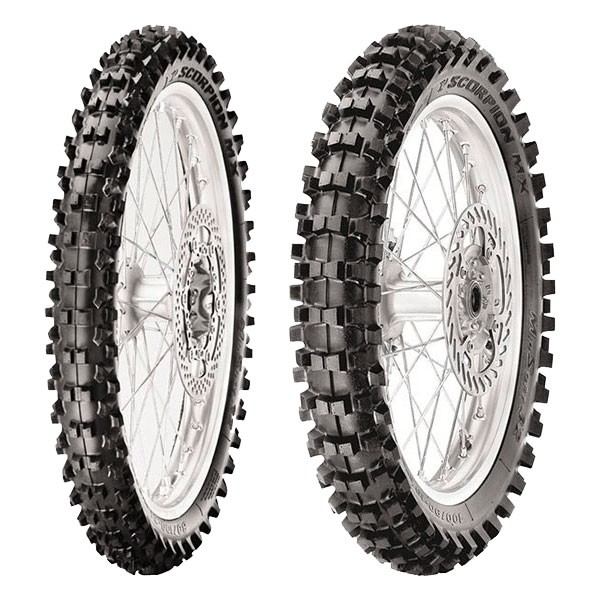 TYRE PAIR PIRELLI 80/100-14 40M + 100/90-19 57M SCORPION MX32 MID SOFT