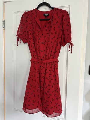 Juicy Couture Black Label Red Printed Dress Women s Small Excellent Condition