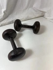 PAIR OF VINTAGE YORK CAST IRON BUN HEAD 15 LBs DUMBELLS