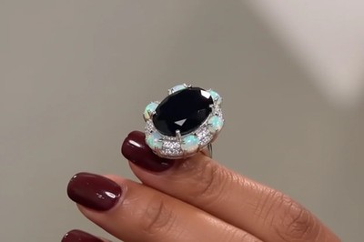 Colleen Lopez Sterling Silver Black Spinel, Ethiopian Opal & White Zircon Ring,