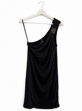 Vintage Versace Jeans Couture one-shoulder black dress, made in Italy