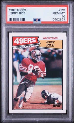 1987 Topps #115 Jerry Rice Card PSA 10 HOF San Francisco 49ers GOAT