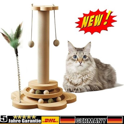 4IN1 Katzenkarussell Hölzernes Katzenkratzbaum Katzenspielzeug 24.5 x 44.5 cm