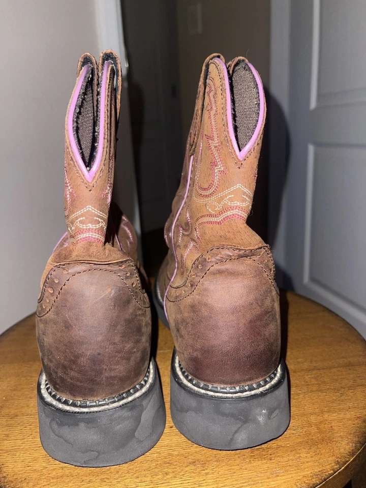 Justin Gypsy L9903 Women's 10 B Brown And Pink Leather Western Cowgirl Boots - Image 3 of 4