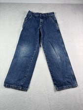 Wrangler Boy's Denim Carpenter Blue Jeans With Adjustable Waistband Size 7 Slim