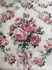Cyrus Clark Harriet Ivory Pink Peach Roses Moire Look Decor Cotton 4 Ydsx56" BTY