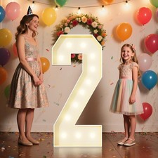 4FT Marquee Numbers 2 Sign,Large Light Up Numbers Party Decoration - Hook and...