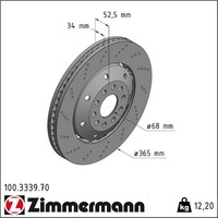 1X Zimmermann 100.3339.70 Bremsscheibe FüR Audi A6 C5 4B5 4B2