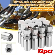 12Pack 1/4" Hose x 3/8" JIC 37° Female Swivel Crimp Fittings W/ Protection Cover