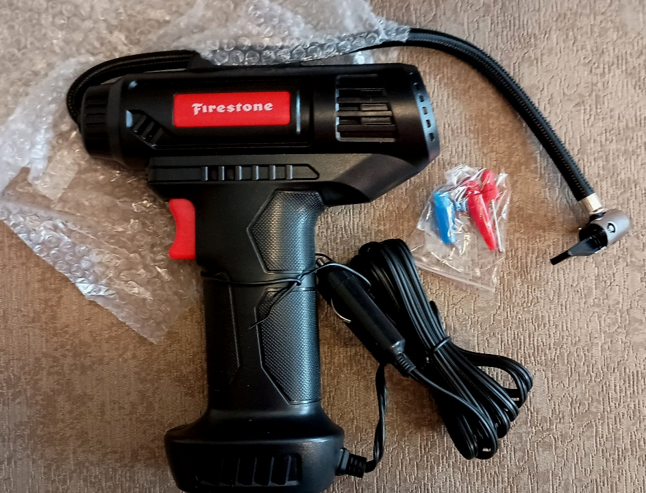 Firestone 12 Volt Auto Air Compressor 150PSI w/ Pressure Gauge, 3 Pin ...