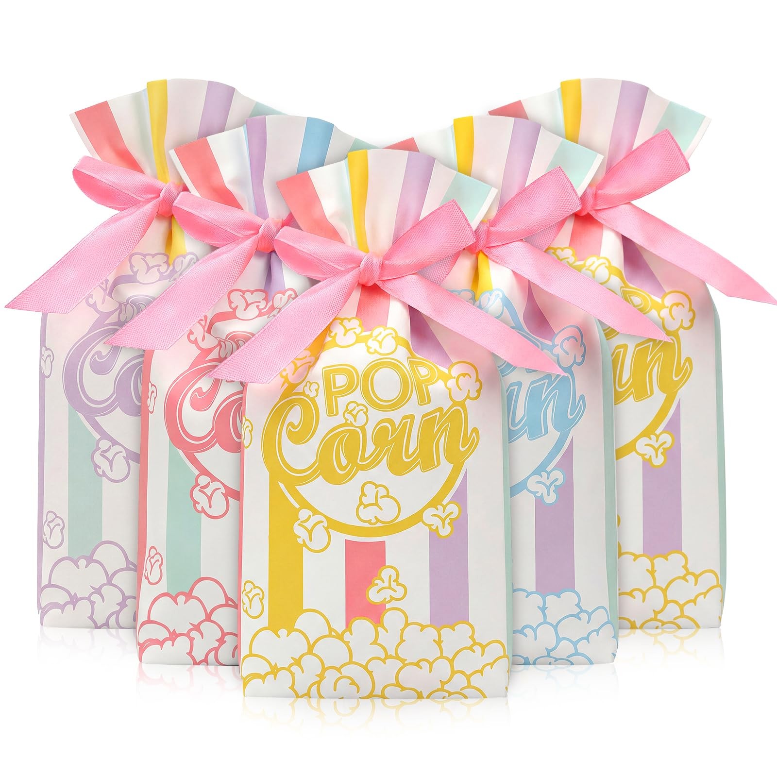 48 Pcs Popcorn Plastic Bags Circus Carnival Party Goodie Bags Bulk Movie Nigh...