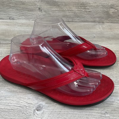 Vionic Tide II Poppy II Women's Thong Flip Flops  Red Sandals Size 10