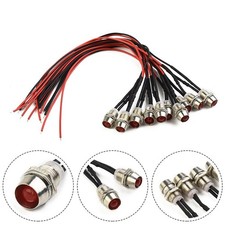 10pcs 12V LED 8mm Red Indicator Lamp Warn Light Dash Panel Car Truck Boat
