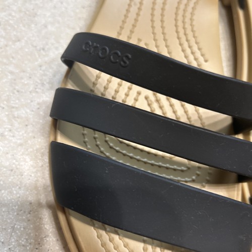 Crocs Tulum Strappy Slide Comfort Black Sandals Women's 10 Flats EUC - Picture 6 of 11