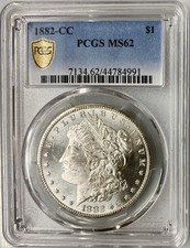 PCGS MS 62 - 1882-cc Morgan Silver Dollar (Carson City Mint)
