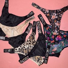 Victoria's Secret S PANTY LOT animal black Marzipan Beige Floral SHINE STRAP