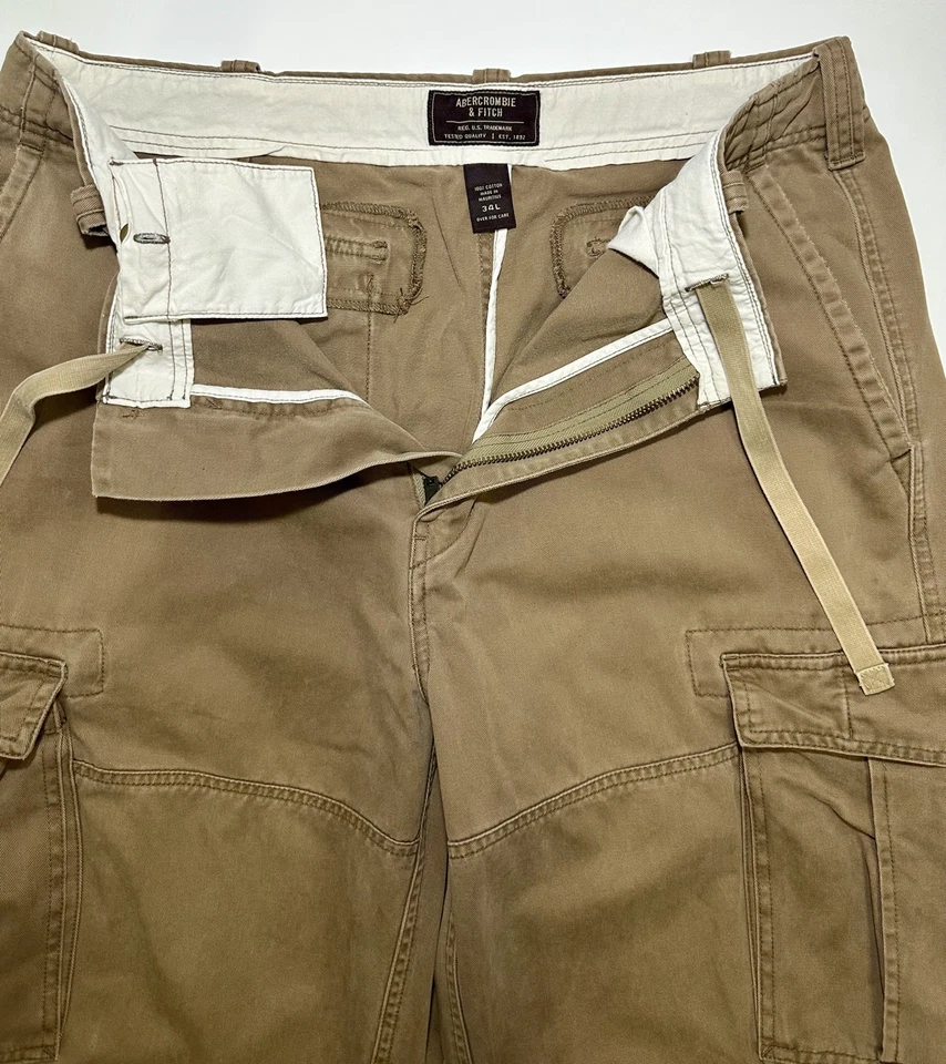 Pantalones cargo Abercrombie & Fitch de colección Y2K cinturón con cordón para hombre 34L (34x36 real) Foto 4 de 4