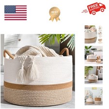 Large Blanket Basket 20"x13",Woven Baskets for storage Baby Laundry Hamper, C...