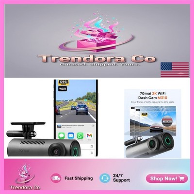 1296P QHD Smart Dash Cam with WiFi, Night Vision & 130° Wide-Angle FOV